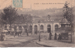 I6-47) AGEN - GARE DU MIDI ET DE L' ORLEANS - ANIMATION - KIOSQUE MAGGI  - 2 SCANS - Agen