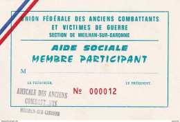 MEILHAN SUR GARONNE -VICTIMES DE GUERRE - ANCIENS COMBATTANTS + PUB FRUITS LIQUEUR ETS P.LACHEZE MARMANDE  - 2 SCANS - Membership Cards