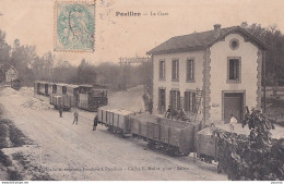 I23-51) POUILLON - LA GARE - ANIMATION - TRAIN  ET  LOCOMOTIVE  C.B.R  - EN 1906 - Autres & Non Classés