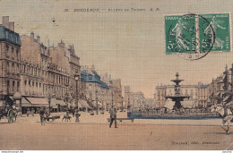 I19-33) BORDEAUX - ALLEES DE TOURNY  - CARTE TOILEE  COULEURS - ANIMEE - EN 1907 - Bordeaux