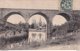 A10-14)  BAYEUX - LA CATHEDRALE VUE DU PONT DES TROIS LAURIERS - PARTIE DE PECHE - EN 1905 - Bayeux