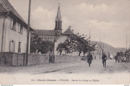 A4-68) WILLER - HAUTE ALSACE - ENTREE DU VILLAGE  ET L ' EGLISE - ANIMEE - ( 2 SCANS )  - Otros & Sin Clasificación