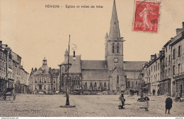 A20-50) PERIERS - MANCHE - EGLISE ET HOTEL DE VILLE - ANIMEE - EN 1908 - Autres & Non Classés