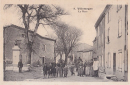 A7-11) VILLEMAGNE (AUDE) LA PLACE - ANIMEE - HABITANTS - EN 1911 - ( 2 SCANS )  - Sonstige & Ohne Zuordnung