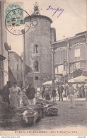 A3-83) HYERES LES PALMIERS (VAR) L ' HOTEL DE VILLE  - JOUR DE MARCHE - ETALS - HABITANTS - EN 1906  - Hyeres