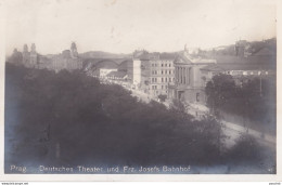 A2- PRAG - TCHEQUIE - CARTE PHOTO - DEUTSCHES THEATER UND FRZ. JOSEFS BAHNHOF - GARE WILSON -@ - ( 2 SCANS ) - Tchéquie