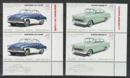 D 1737) BRD 2003 Mi# 2362-66 (2x) **: Oldtimer Wartburg Opel Porsche Ford Union - Voitures