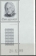 Monaco Poste N** Yv:1707 Mi:1944 Rainier III Coin D.feuille Daté 20-12-89 - Ongebruikt