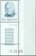 Monaco Poste N** Yv:1705 Mi:1942 Rainier III Coin D.feuille Daté 5-12-89 - Neufs