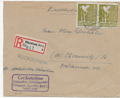 Einschreiben Künzelsau Nach Chemnitz Mit Rückschein, 1948 - Brieven En Documenten