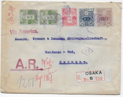 Osaka Einschreiben 1922 Mit Rückschein Nach Heidenau - Other & Unclassified