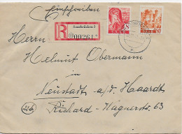 Einschreiben Saarbrücken 1947 Nach Neustadt/Haardt - Lettres & Documents