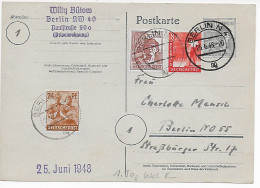 Postkarte Am 1. Tag Der Währungsreform: 25.6.48, Berlin - Briefe U. Dokumente