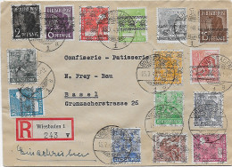 Einschreiben Wiesbaden/Flörsheim 1948 - MiF - Nach Basel - Storia Postale