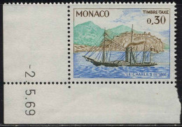 Monaco Taxe N** Yv:60A Mi:64 Le Charles III Coin D.feuille Daté 2-5-69 - Taxe