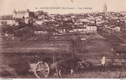 C20-87) ROCHECHOUART  - VUE GENERALE - SCENE AGRICOLE - ATTELAGE DE BOEUFS AVEC PAYSAN - 2 SCANS  - Rochechouart