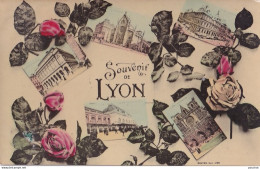 S7-69) LYON - SOUVENIR   - ( FLEURS ROSES - MULTIVUES - 2 SCANS ) - Andere & Zonder Classificatie