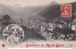 S4-63) MONT DORE - SOUVENIR - VUE GENERALE + EN MEDAILLON UNE JEUNE FEMME   - Le Mont Dore