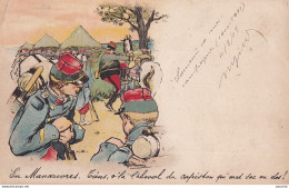 B4- ILLUSTRATEUR Albert GUILLAUME - EN MANOEUVRE - TIENS V LA L CHEVAL ...- HUMOUR - MILITARIA - 1903 - 2 SCANS - Humoristiques