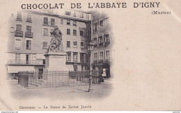 B1-38) GRENOBLE - LA STATUE DE BAYARD - CARTE PUB CHOCOLAT DE L ' ABBAYE D'IGNY (MARNE) - (2 SCANS)  - Grenoble