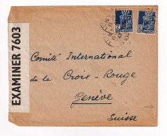 WW2 Lettre Algérie Hôtel Arletti Alger 1943 Censure Croix Rouge Genève Suisse Opened By Examiner Censorship Algeria - Storia Postale