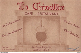 B21-59) AVESNES (NORD) LA CREMAILLERE - CAFE - RESTAURANT - 26 , GRAND ' PLACE - CARTE PUB - Avesnes Sur Helpe