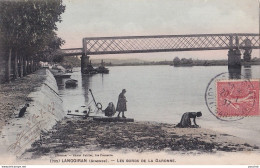 B19-33) LANGOIRAN (GIRONDE) LES BORDS DE LA GARONNE - ( ANIMEE - LAVEUSE - COLORISEE ) - Autres & Non Classés