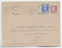 GANDON 4FR50+ 1FR50 MAZELIN LETTRE MEC EPERNAY 7.VII.1947 MARNE DERNIER JOUR DU TARIF A 6FR - 1945-54 Marianne De Gandon