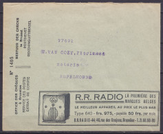 L. Office Des Chèques De Bruxelles (1935?) Pour RUPELMONDE - Pubs R.R. Radio & Télésurprises - Portofreiheit