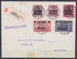 L. Recommandée Affr; OC5/OC9 Càpt BRÜSSEL 1d /-3.5.1915 Pour AMSTERDAM (au Dos: Càpt Arrivée AMSTERDAM) - OC1/25 Gouvernement Général