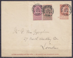 EP Envel. 10c Rouge-brun (N°57) + N°68+69 Càd BRAINE-LE-COMTE /19 SEPT 1894 Pour LONDRES (au Dos:càd Arrivée LONDON /SP  - Omslagen