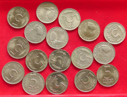 COLLECTION LOT RUSSIA 5 ROUBLES 17PC 89G #xx40 2760 - Russia