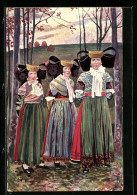 AK Drei Damen In Tracht Aus Der Umgegend Von Bad Oeynhausen  - Costumes