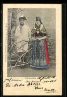 AK Paar In Tracht Aus Schaumburg-Lippe Hinter Zaun  - Costumes