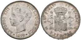 ALFONSO XIII (1885-1931). 5 Pesetas. (Ar. 25,13g/37mm). 1899 *18-99. Madrid SGV - Provincial Currencies