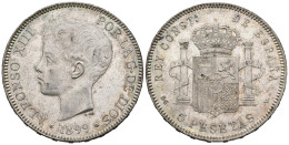 ALFONSO XIII (1885-1931). 5 Pesetas. (Ar. 24,93g/37mm). 1899 *18-99. Madrid SGV - Monnaies Provinciales