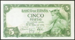 5 Pesetas. 22 De Julio De 1954. Serie M. (Edifil 2021: 466a). Conserva Todo Su  - Other & Unclassified