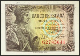 1 Peseta. 21 De Mayo De 1943. Serie G. (Edifil 2021: 447a). Apresto Original. S - Andere & Zonder Classificatie