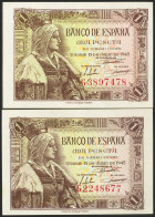 1 Peseta. 15 De Junio De 1945. Pareja Correlativa. Serie G. (Edifil 2021: 448a) - Andere & Zonder Classificatie