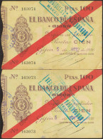 100 Pesetas. 5 De Noviembre De 1936. Sucursal De Gijón. Pareja Correlativa. Sin - Other & Unclassified