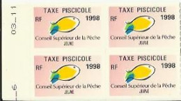 Taxes Pisicoles JEUNE - Année 1998 - Bloc De 4 Timbres - Vissen
