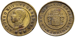 MADRID. La Mutual Franco-Española. (Ae. 1,64g/18mm). Madrid. Reinado De Alfonso - Autres & Non Classés