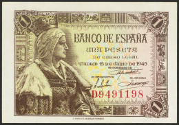 1 Peseta. 15 De Junio De 1945. Serie D. (Edifil 2021: 448a). Apresto Original.  - Other & Unclassified