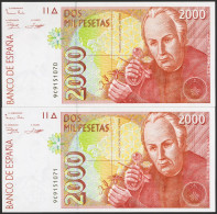 2000 Pesetas. 24 De Abril De 1992. Pareja Correlativa. Serie Especial 9C. (Edif - Andere & Zonder Classificatie