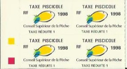 Taxes Pisicoles REDUITE 1 - Année 1998 - Bloc De 4 Timbres - Vissen