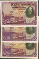 Conjunto De 3 Billetes De 50 Pesetas Emitidos El 15 De Agosto De 1928, Todos El - Autres & Non Classés