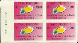 Taxes Pisicoles REDUITE 2 - Année 1998 - Bloc De 4 Timbres - Vissen