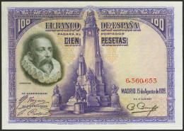 100 Pesetas. 15 De Agosto De 1928. Sin Serie. (Edifil 2023: 355). Conserva Gran - Andere & Zonder Classificatie