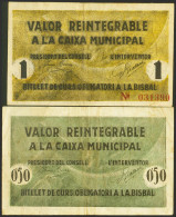 LA BISBAL DE L'EMPORDA (GERONA). 50 Céntimos Y 1 Peseta. (1937ca). (González: 7 - Autres & Non Classés