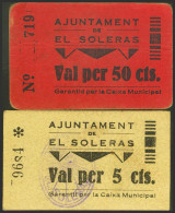 EL SOLERAS (LERIDA). 5 Céntimos Y 50 Céntimos. (1937ca). (González: 10022, 1002 - Andere & Zonder Classificatie